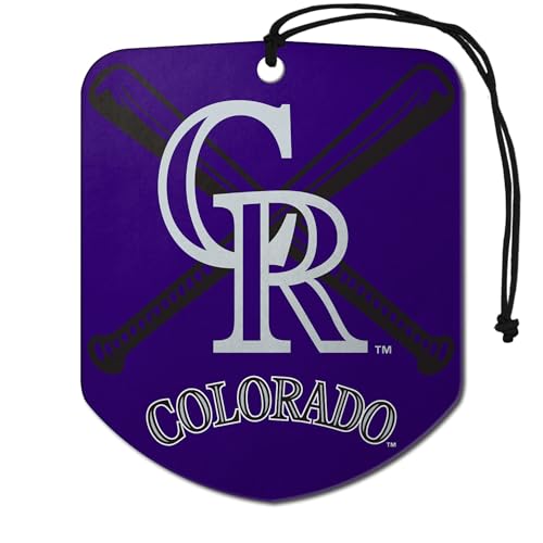 FANMATS 61547 MLB Colorado Rockies Hanging Car Air Freshener, 2 Pack, Black Ice Scent, Odor Eliminator, Shield Design with Team Logo