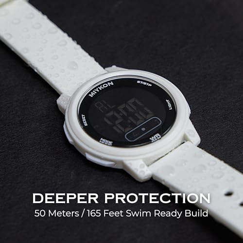 Image of Miykon Ultra-Thin Digital Watch for Men - Minimalist Waterproof Sports Watch with Large Easy to Read Display - Shockproof Resin, Super Illuminator, Stopwatch & Timer, Alarm, Dual Time, 24hr Military Time