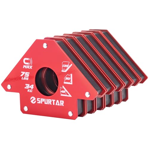 Spurtar Welding Magnets 75lbs 6pcs, Heavy Duty Welding Magnets and Clamps, Strong Magnetic...
