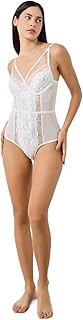 Styli Women Apex Strap Lace Mesh Panel Bodysuit