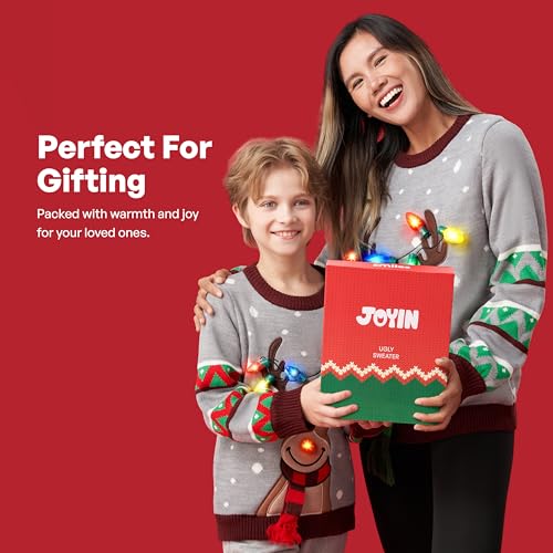 JOYIN Kids Light-Up Reindeer Sweater with 3D Scarf (Grey) - Image 6