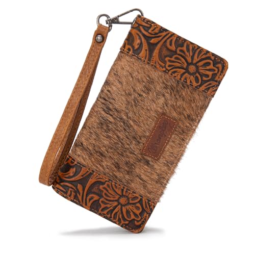 Image of Wrangler Wristlet Wallets Western Wallet for Women Floral Tooled Womens Wallet Boot Stitch Purses