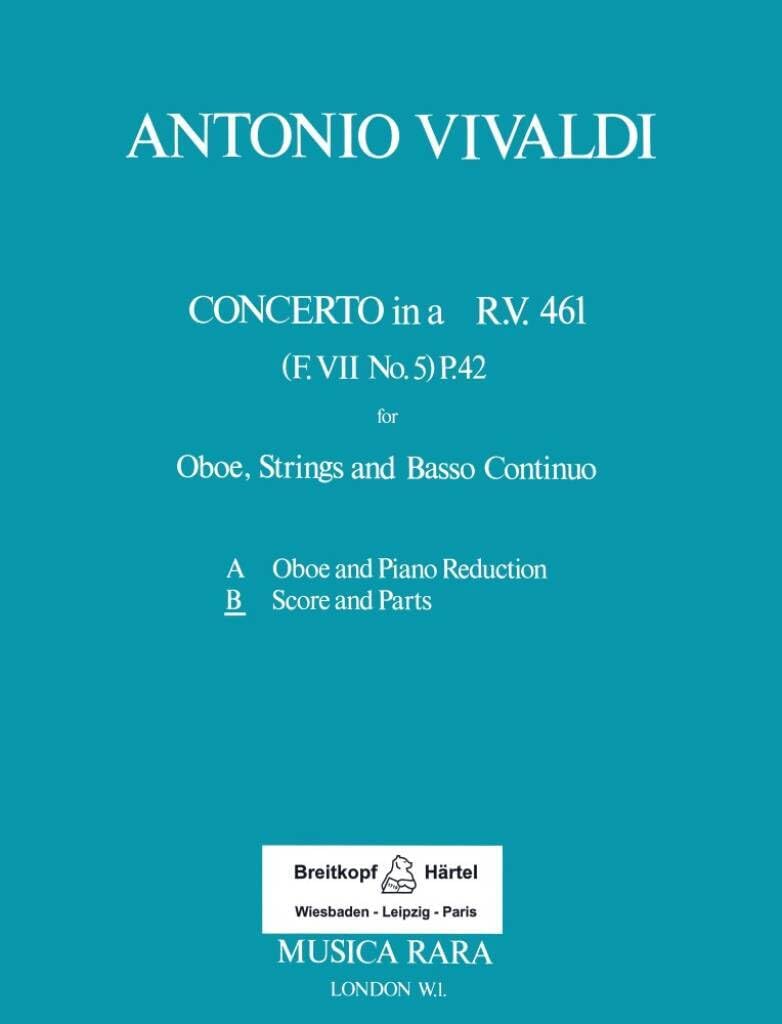 Concerto in a RV 461 hautbois vivaldi musique imprimée instrument à vent