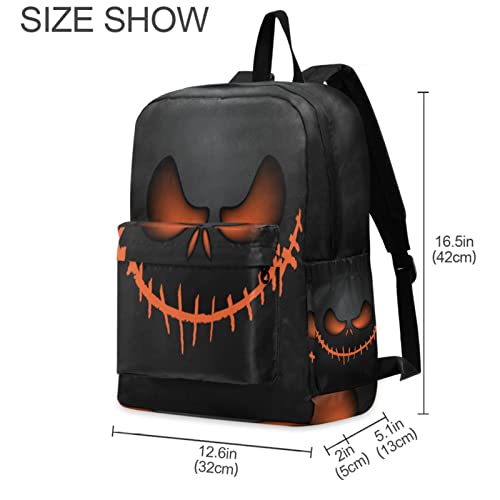 Halloween Mask Background Large Laptop Backpack Durable Travel Computer Bag for Men Women School Bookbag Work4