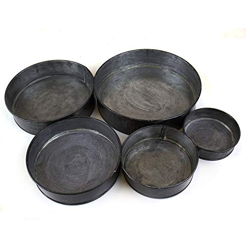 Cys Excel Zinc Metal Planters (H:1.5" D:4" | 5" | 6" | 7" | 8.5")(Set Of 5) | Round Flower Planter Pots | Succulent Plants Centerpieces #TOP27