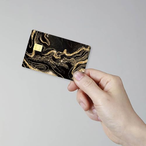 CREATCABIN Black Golden Quicksand Card Skin Sticker Debit Credit Card Skins Covering Bank Protecting Decals Removable Wrap Waterproof No Bubble Slim for EBT Transportation Key 7.3x5.4Inch