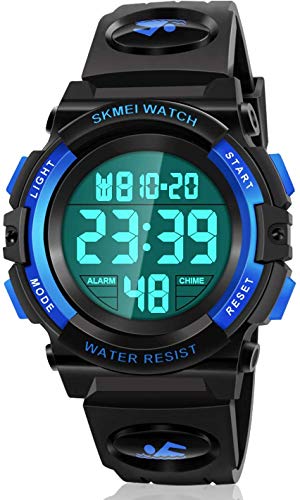 Montre numérique enfant unisexe étanche avec alarme et chronomètre bleu