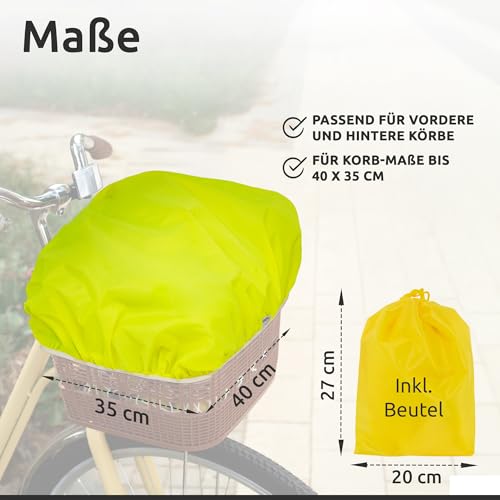 ECENCE Regenschutz Fahrradkorb Gelb Fahrradkorb Abdeckung wasserabweisend, Regenschutzbezug für Fahrradkörbe vorne und hinten, mit Aufbewahrungstasche