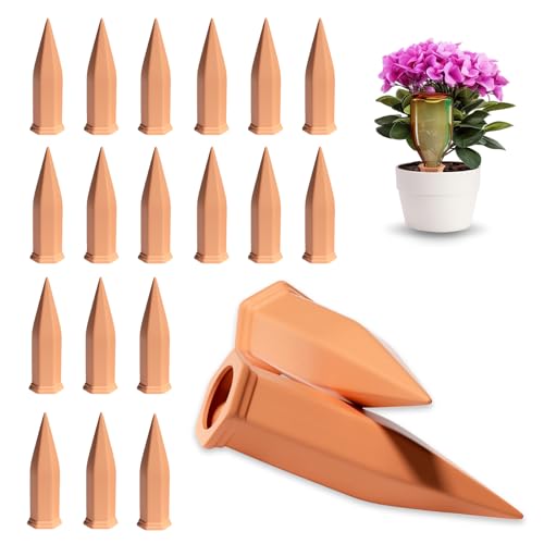 FANOBL 16 Pack Terracotta Plant Watering Spikes, Self-Watering Stakes for Wine Bottles, Porous Clay, Reusable (Red A)