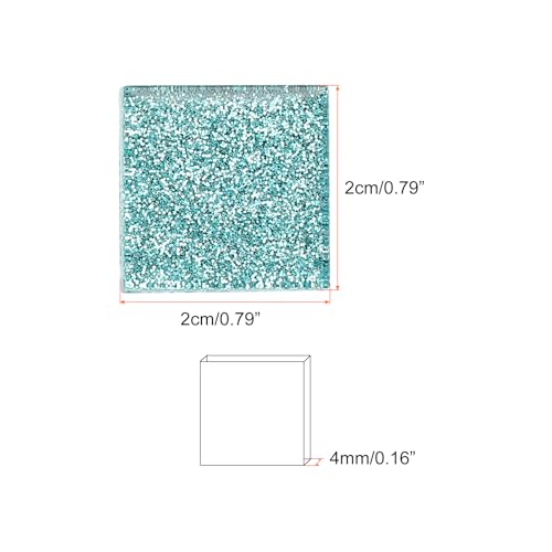 sourcing map Mosaik Fliesen Glas Fliesen Glanz Kristall Glas Stücke Masse Quadrat Glitzer Kristall 2 x 2cm für Haus Dekoration Basteln Handwerk Pack von 25(100g Hell Blau)