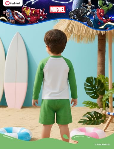 Image of Disney Marvel Spiderman Swimsuit Rash Guard Shirt & Swim Trunks Stitch Boys Swim Set UPF 50+ Summer Kids Bathing Suit 3M-13T