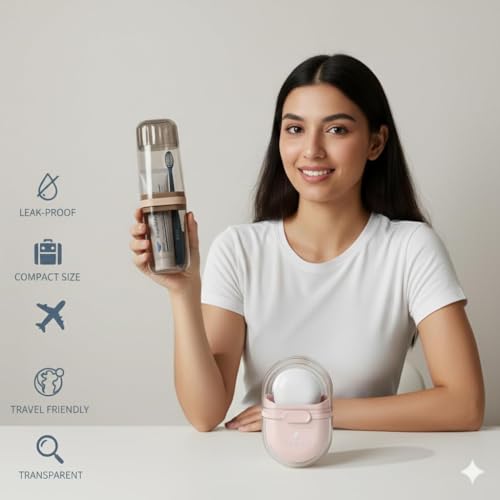 Image of SR Travel Kit | Travel Toothbrush Holder with Soap Box Combo | Portable Toothbrush Case, Soap Storage Box for Travel, Office, Gym & Camping | Hygienic, Leak-Proof Plastic Bathroom Organizer