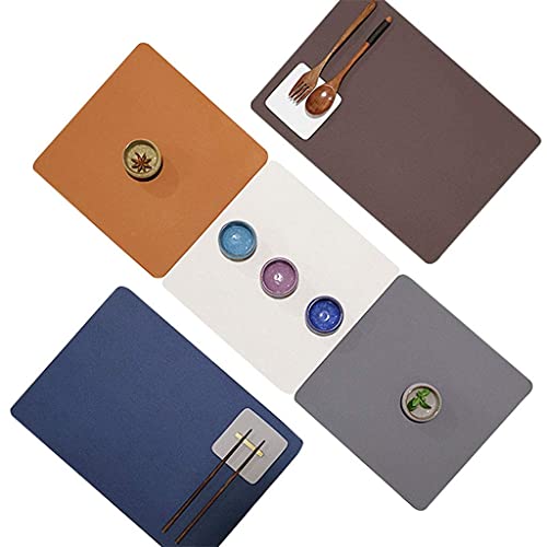 Set de table en cuir PU chic marron et vert isolant pour repas élégant