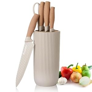 Justup 6-teiliges Messerblock Set Khaki DG56