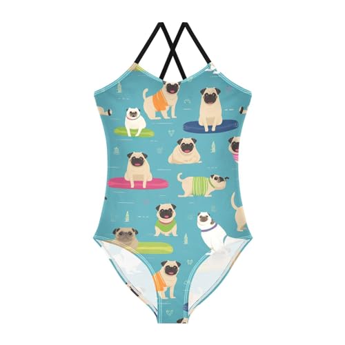 Toddler Funny Yoga Pug Dog One Piece Swimsuits for Girls 3T 202b2903