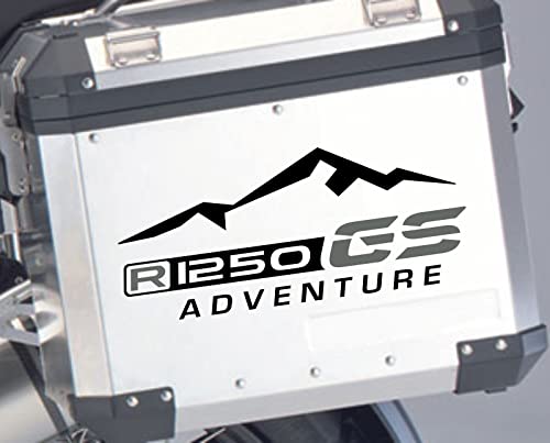 2pcs Aufkleber R1250GS Adventure kompatibel für Motorrad BMW R1250 GS R 1250 HP Touratech y GIVI Trekker Outback 37L 48L (Schwarz/Grau)