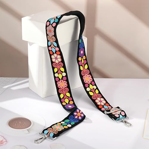 Image of Crochet Flower Purse Strap,Knit Wide Replacement Crossbody for Shoulder Strap Bag Adjustable 2inch Guitar Strap