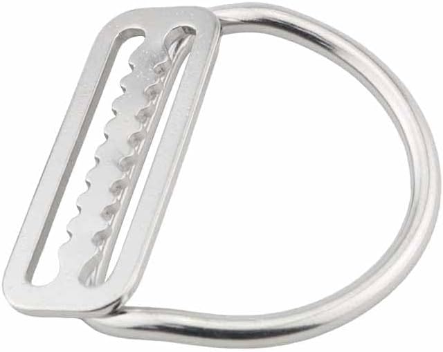 2pcs Silver 316 Stainless Steel Bent D-Ring Welded Serrated Buckle Diving Accessories Belt Retainer Plugs