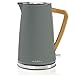 Produktbild TronicXL Design Wasserkocher Holz Griff 1,7 l Soft-Touch Antikalk-Filter Wasser Erhitzer (Grau)