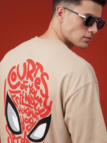 Image of Veirdo Men Spider-Man Printed Oversized T-Shirt