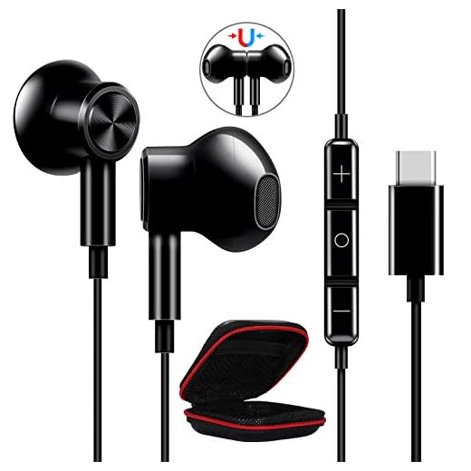 ACOCOBUY Auriculares USB Tipo C para Samsung S20 Auriculares Tipo C con Microfono OnePlus Nord Digitales Auriculares Cancelación de Ruido Compatibile con OnePlus 8T/8 Pro, Huawei P30 Pro/P40 Pro/P20