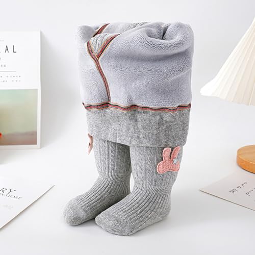Newborn Baby Girl Fleece Lined Tights Toddler Kids Winter Thick Warm Knitted Leggings Rabbit Graphic Footed Pantyhose2