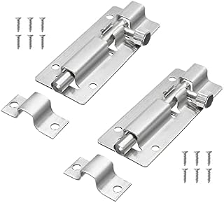 NeuWee 2PCS Door Lock Bolt 3 inch, Stainless Steel Door Latch Slide Bolts Lock with Screws, Door - Catch Latch Slide Bolt for Bathroom Bedroom Shed Garden Toilet (Silver)