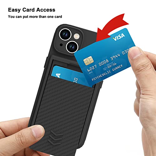 Mzelq Wallet For Iphone 14 Case, Hide Push-Pull Card Holder Camera Protection Luxury Cover + Screen Protector, Card Slot Case Elegant Iphone 14 Phone Case -Black #TOP3