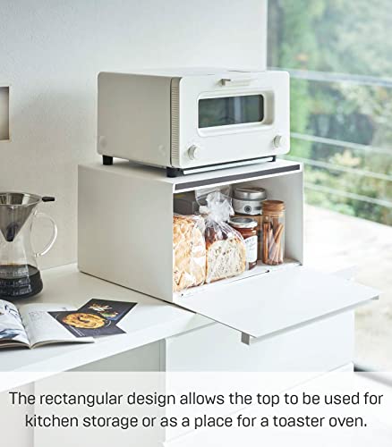 Yamazaki Home Tower Bread Box Keeper Holder Container, Metal Bread Holder Saver, Slim Space Saving Counter Storage - Horizontal - Steel