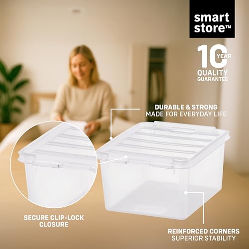 SmartStore - 10x Plastic Storage Box with Lid Classic 2L (21x17x11cm) |Storage Drawers|Food-Safe Material|Kitchen & Organisation|BPA-Free|Durable Container for Home & Office|10-Year Warranty