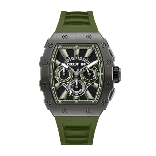 Cerruti 1881 – Cronógrafo Gubbio – Movimiento de reloj de cuarzo – Ancho de la caja: 47 mm – Acero inoxidable – 5 ATM, verde, 47