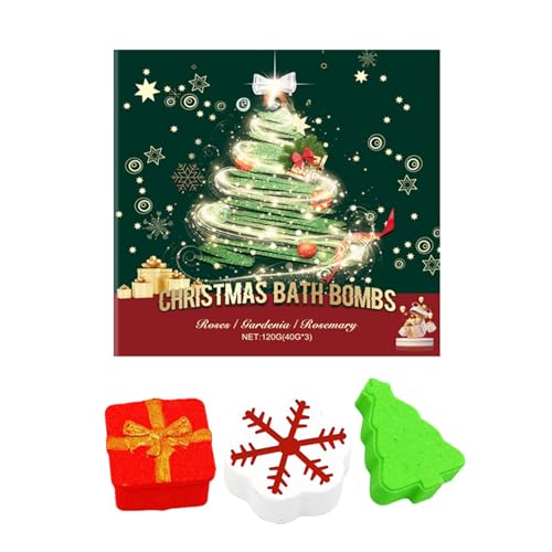 Image of Christmas Bath Bombs Gift Set 3pcs,Handmade Bath Bomb Gift Set of Christmas Shapes,Xmas Bubble Salt Set for Spa,Hydrating Skin Care Bath Set for Holiday Relaxation,Christmas Gifts for Women Girls