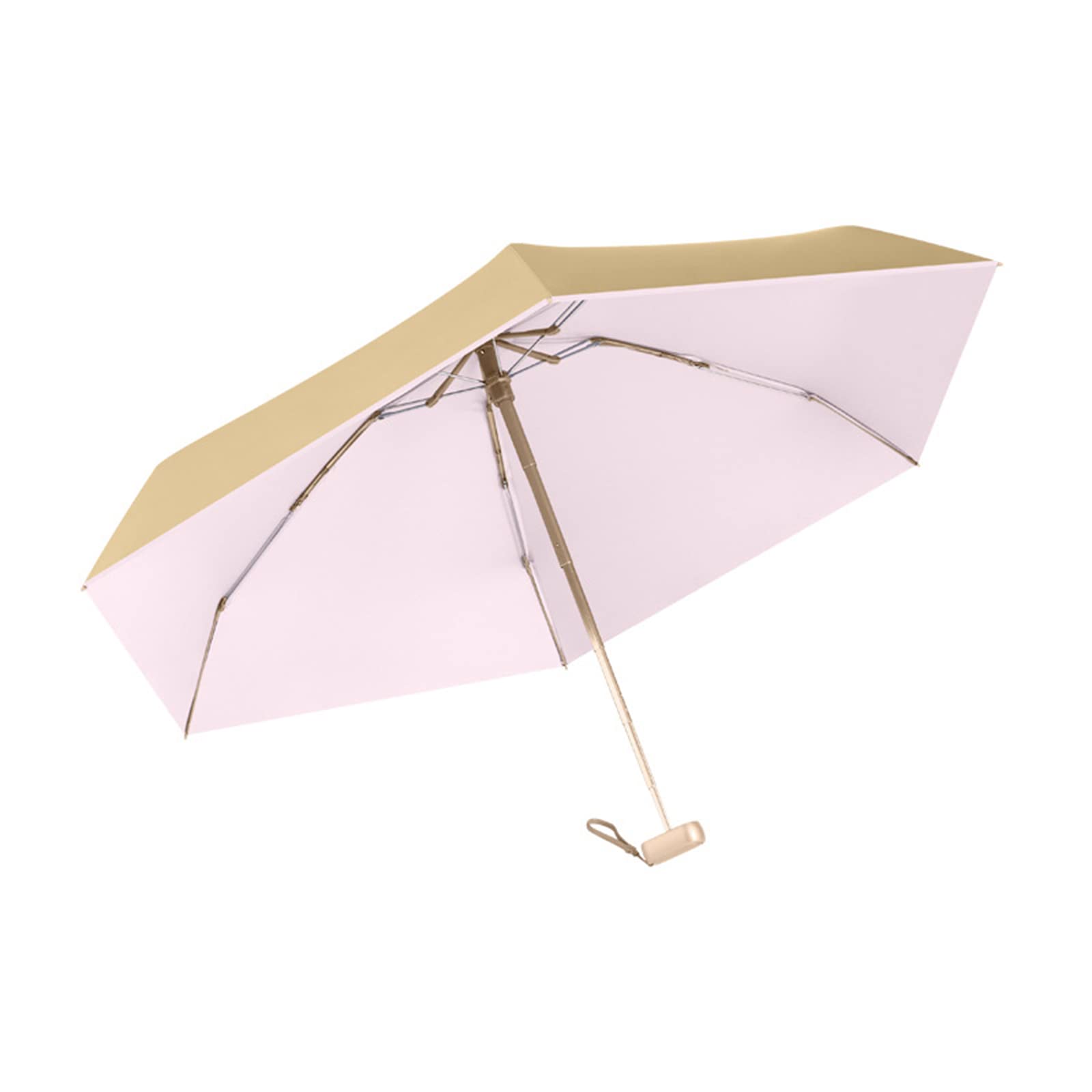 Kompakter Reise-Regenschirm, tragbar, faltbar, Winddicht, Regenschirm, Titangold, UV-Schutz, Auto-Rucksack-Geldbörsen-Regenschirm für Regen, Regenschirm für Männer und Frauen