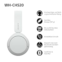 Sony WH-CH520 Kabellose Bluetooth-Kopfhörer - bis zu 50 Stunden Akkulaufzeit mit Schnellladefunktion, On-Ear-Modell - Weiß – Ansicht 2
