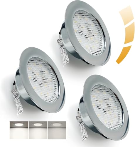 Sweier LED Foco Empotrable 230V Downlight Regulable, 5W 4500K Blanco Neutro luces LED para Muebles, 20mm Extraplano Focos, Luz para Campana de Cocina, Luz de Baño Empotrable, Corte 55-58mm, Juego de 3