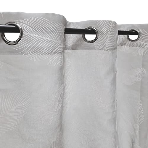 Atout Ciel Eyelet Curtain 140 x 240 cm Grey Ready to Hang, W 55.1" x L 94.5" (1 Panels) - Image 4