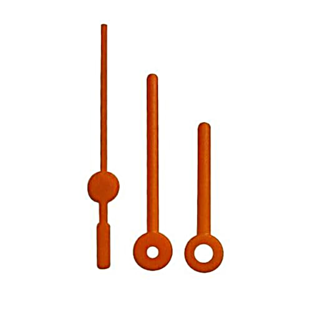 Replacement Orange Plastic Press Fit Clock Hands Compatible With Chinese Quartz Mechanism DIY Repair 55mm
