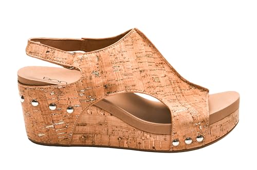 Image of Corkys Footwear Womens Carley Wedges, Featuring Corkys EVA Foam Cushioned Insoles, A 2.5 Inch Heel, Lightweight For All Day Wear, And Hook And Loop Closure