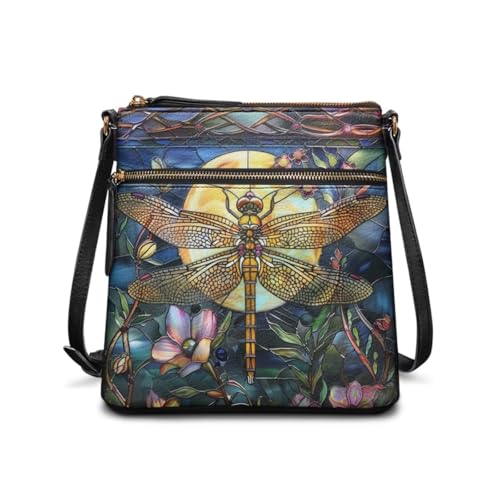 Image of Leather Women Crossbody Hobo Bag Satchel Purse Handbag with Adjustable Shoulder Strap and Zipper Pockets
