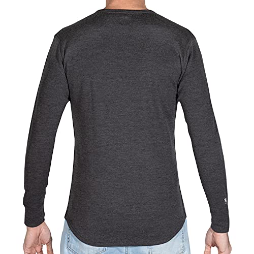 Meriwool Mens Base Layer 100% Merino Wool Heavyweight 400G Thermal Shirt For Men Charcoal Gray #TOP1