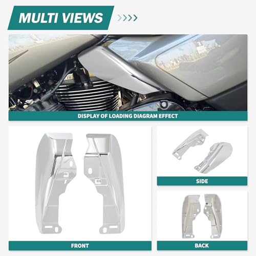 rewmtermoto Motorcycle Mid Frame Air Deflectors Heat Shield Fit for Harley Touring Road Glide Electra Glide Road King Street Glide 2024-up (Chrome) - Thumbnail 7