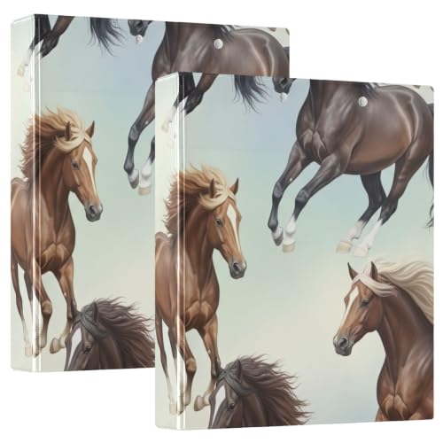 Classeur 3 anneaux Running Horses anti-déformation flexible de 3,8 cm