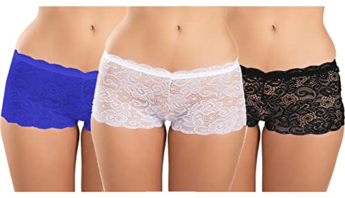 Image of FIMS - Fashion is my style Cotton Lycra Net Boy Short Panty for Womens, Mid Rise, Satin, Hipster Panties, Daily Use, Back and Front Coverage, Brief, See Main Image to Check How Many Panty You Will Get