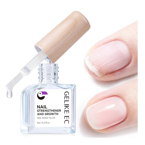 Image of Nail Ridge Filler For Damaged Nails: Gelike ec 8 in 1 Nail Strengthener for Thin Nails and Growth - Protein Nail Ridge Filler with Top Coat Free