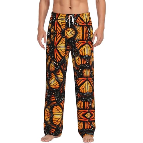 Pantalon de pyjama pour homme ample imprimé papillon orange pour week-end cocooning
