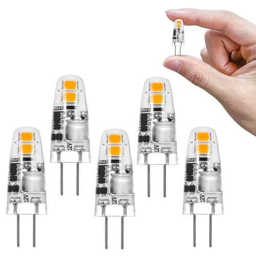 I-SHUNFA Ampoules LED G4,Blanc chaud 3000K,AC/DC 12V 1.2W Remplacement pour 10W-15W Ampoules Halogènes,120LM Pas Dimmable,Petites Ampoules LED pour Hotte Aspirante,Cuisine (Lot de 5)