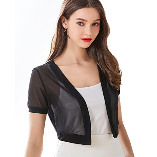 Malarocoby Fashion Women Chiffon Bolero Shrug Jacket Cardigan Dress Shawl Black #TOP3