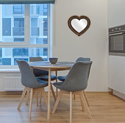 Angel’s Treasure 13" X 12" Heart Shaped Wall Mounted Mirror, Vintage Antique Bronze Style #TOP4