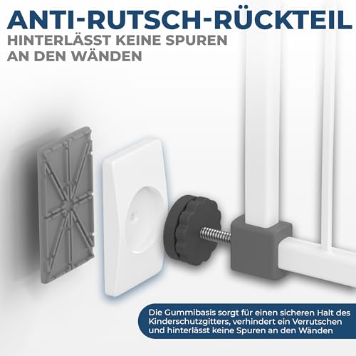 Hoffenbach 4X Wandschutz Pads für Treppengitter & Türschutzgitter – Rechteckige Schutzpads für Baby Klemmgitter – Wand- & Türschutz ohne Bohren – Für Türgitter und Treppenschutzgitter
