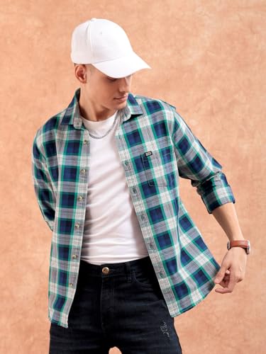 Image of The Indian Garage Co Men's Checkered Slim Fit Casual Shirt